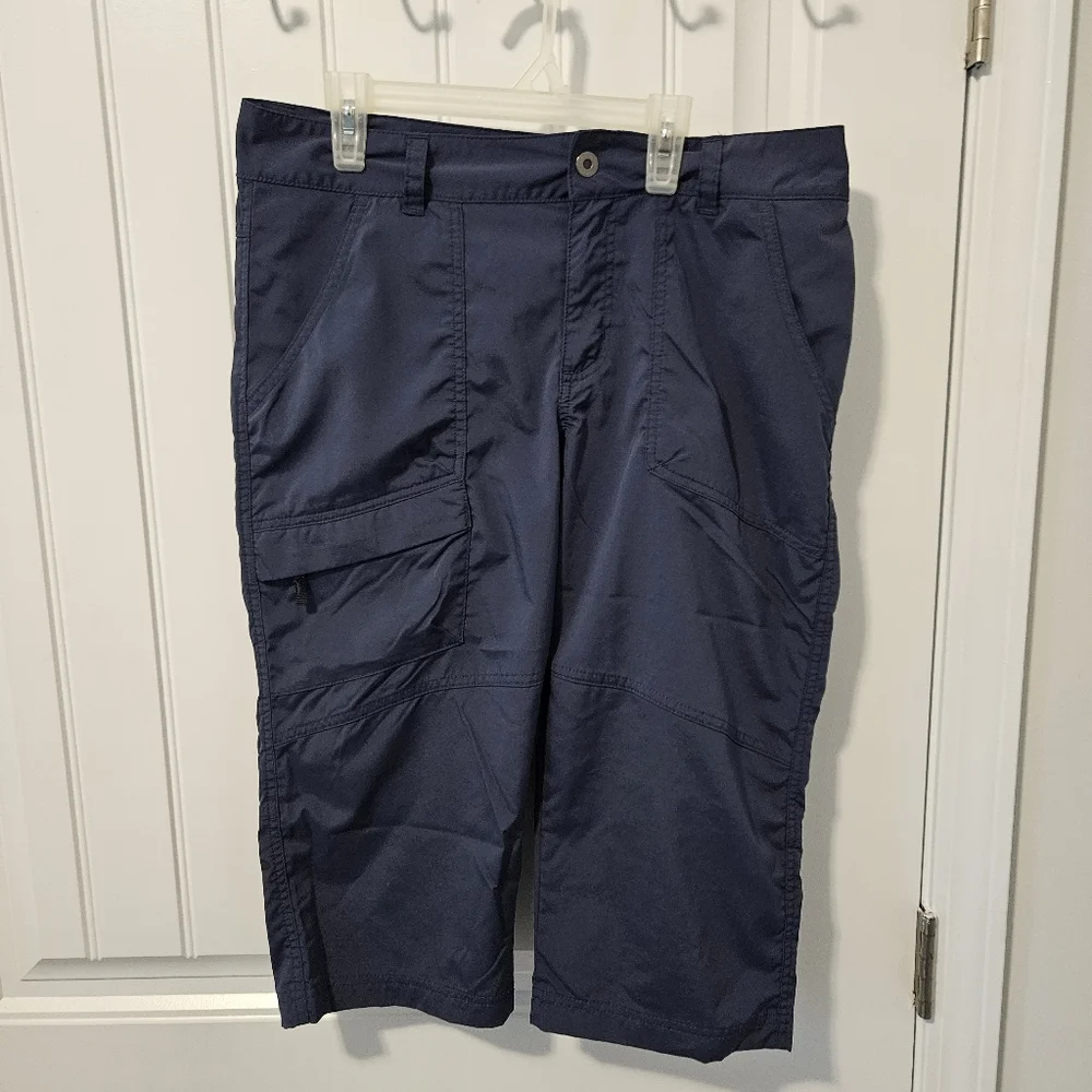 Columbia Kestrel Trail Stretch Capri‎ Blue Hiking Cargo Pants Women’s Size 10